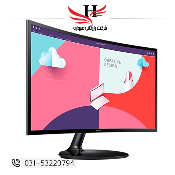 مانیتور خمیده 24 اینچ سامسونگ مدل Samsung Essential LS24C360 با طراحی Curved و کیفیت تصویر Full HD مناسب کار اداری، تماشای فیلم و استفاده روزمره